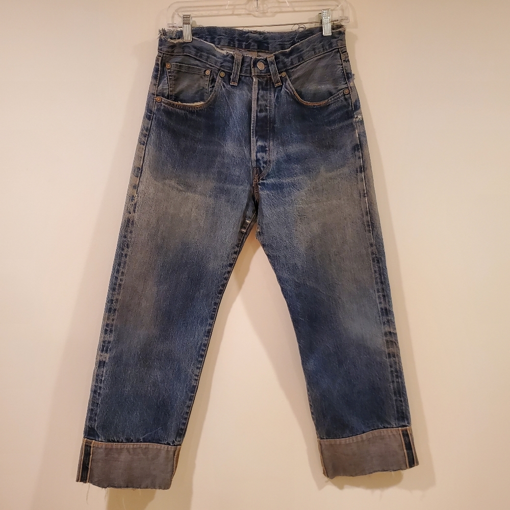 Levi's Big E Cropped Cuffed Selvedge Jean's Size 30x25.5 RARE